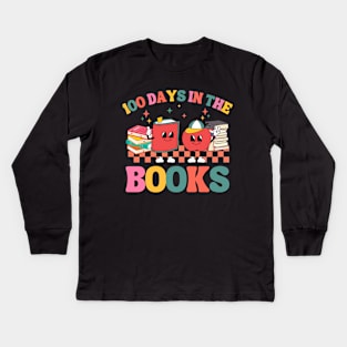 100 Days in the Books Reading Teacher 100th Day of School Kids Long Sleeve T-Shirt